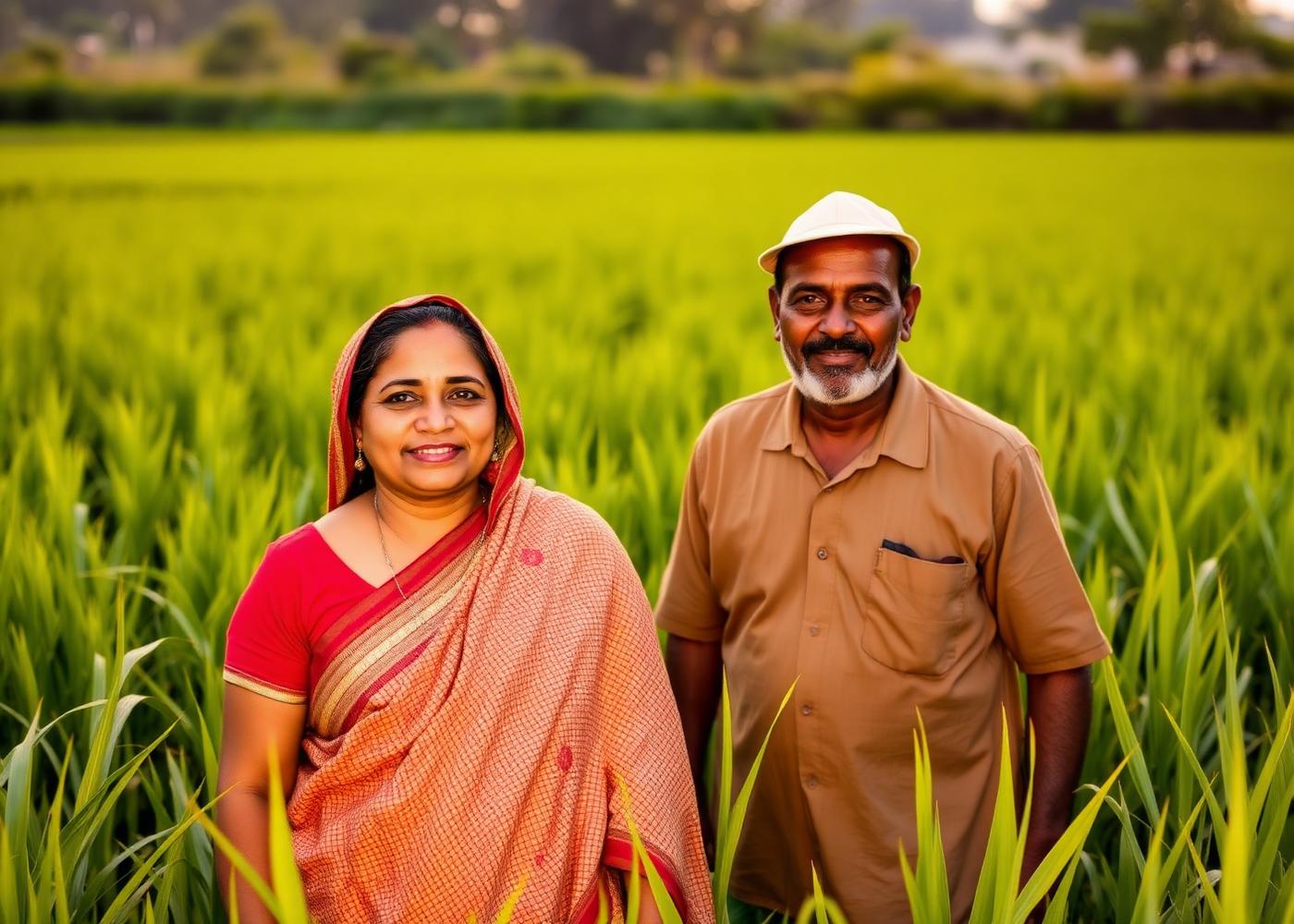 Founders of Namma Rudra Farm in the paddy fields